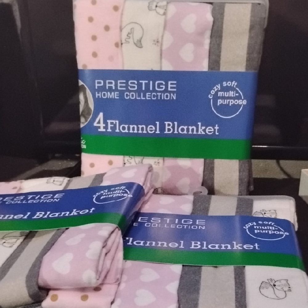 Pink and Gray Flannel Blankets